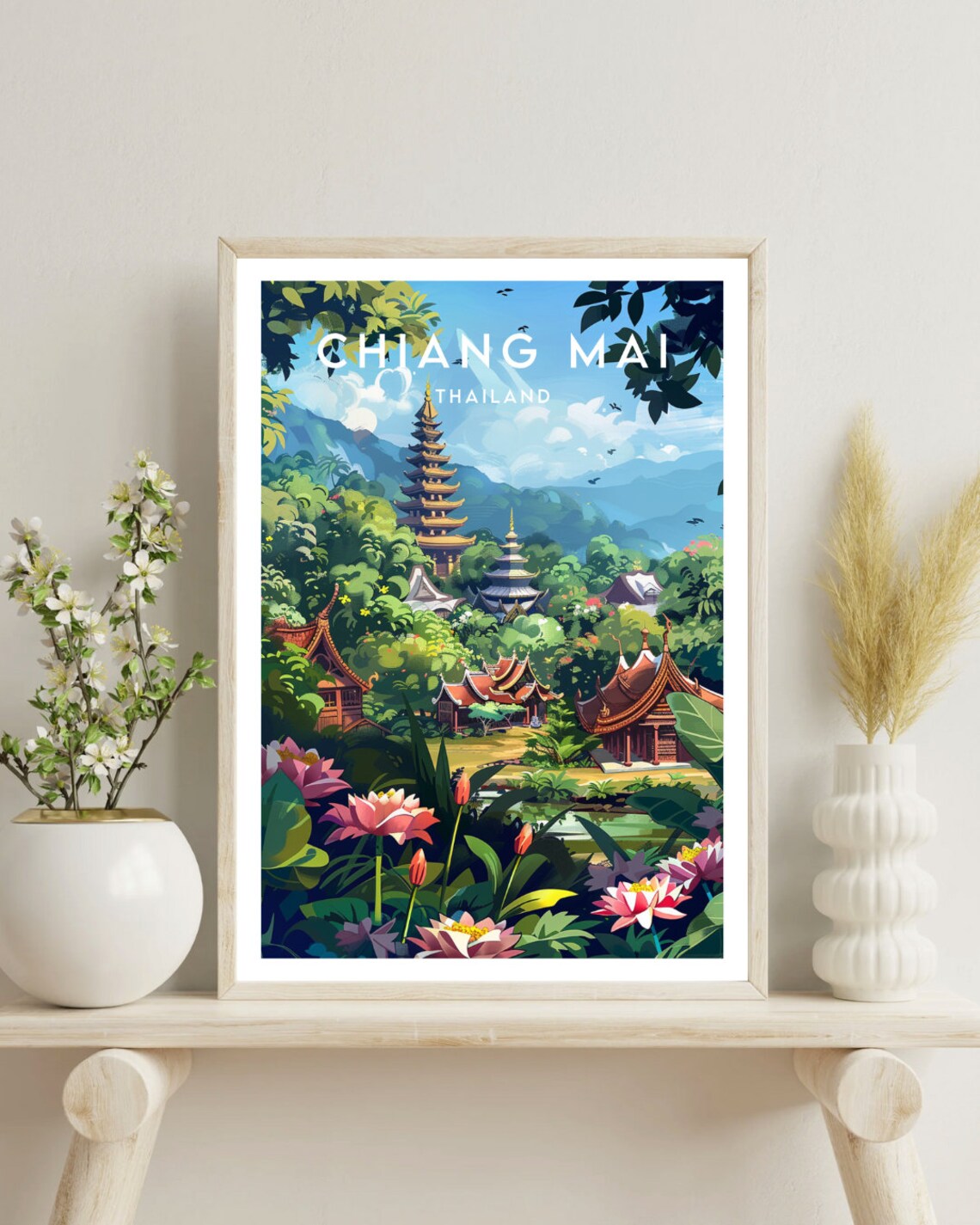 Chiang Mai Travel Poster, Thailand City Art Print - Image 4