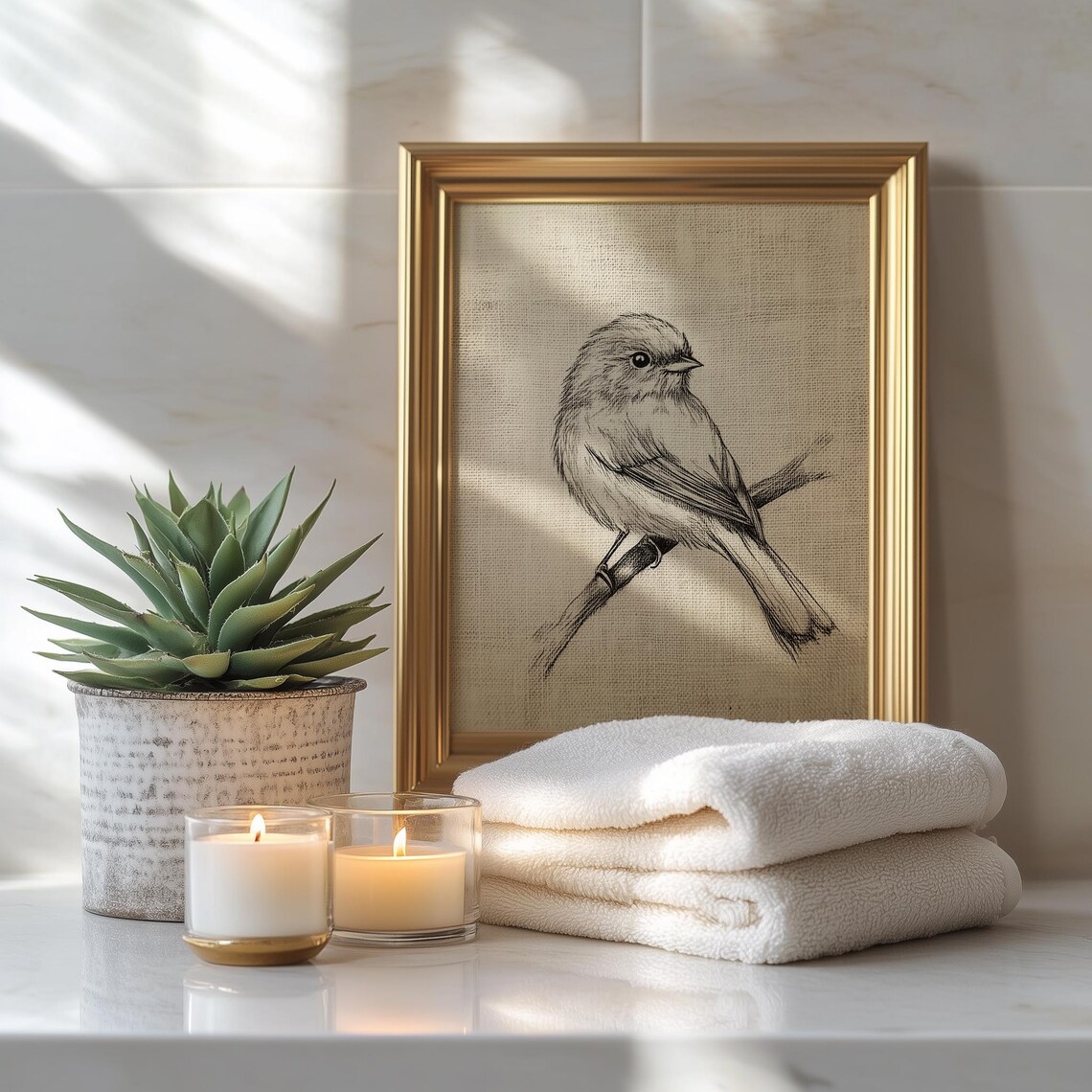 Sparrow Pencil Drawing Rustic Bird Sketch Art Print - Image 3