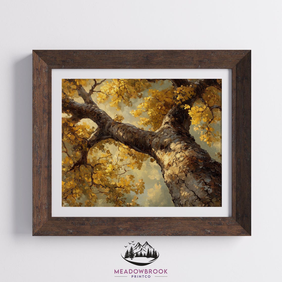 Ancient Elm Tree Golden Canopy Upward View Autumn Nature Wall Art - Image 2