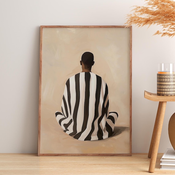 Electric Abstract Afro Man Doing Yoga, Contemporary Artwork