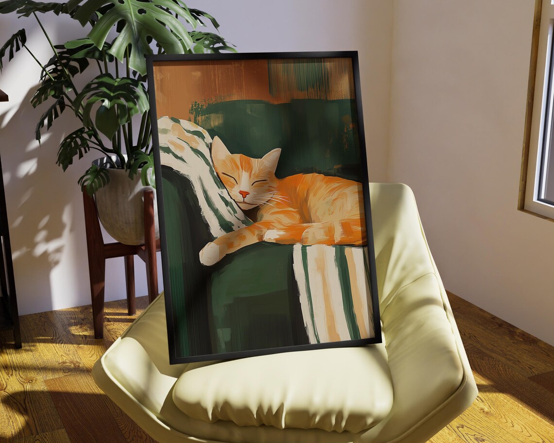 Sleeping Cat, Contemporary Cute Cat Poster - Image 4