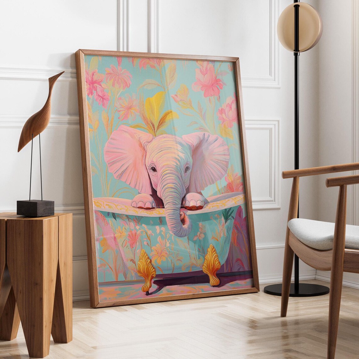Elephant In Bathtub, Funny Bathroom Decor