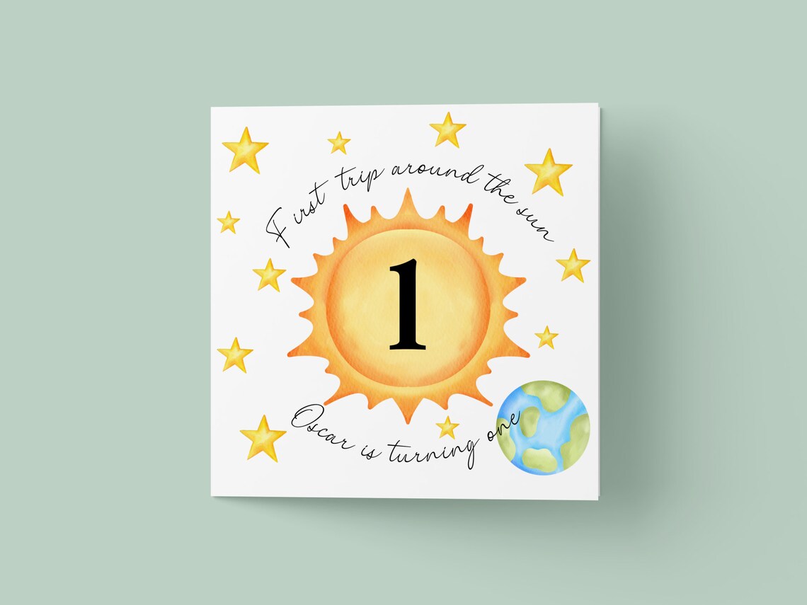First Trip Around The Sun Personalized Space Art Print
