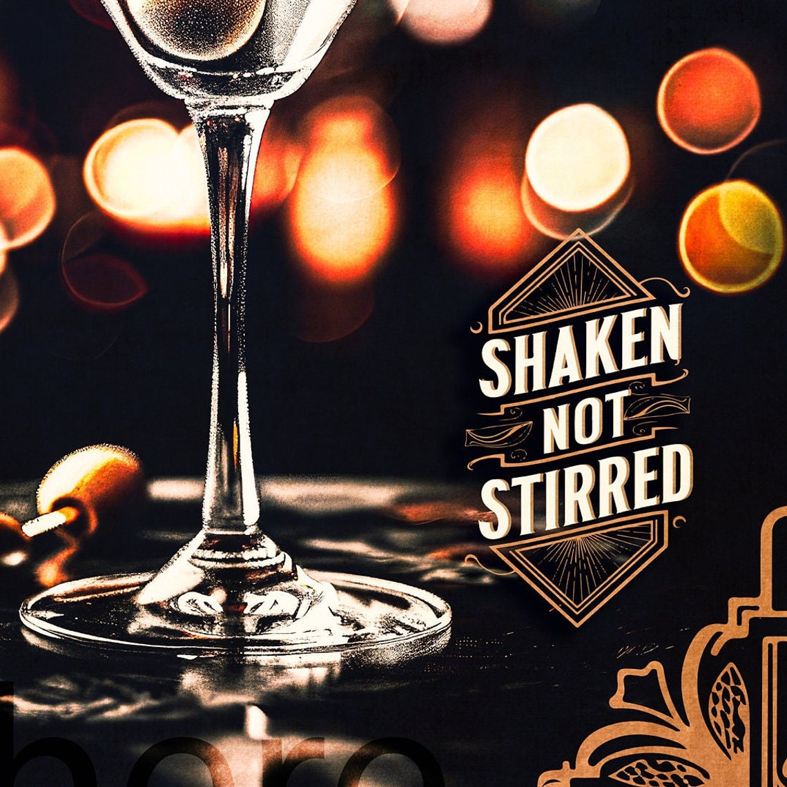 Classic Martini Shaken Not Stirred Vintage Cocktail Bar Decor Poster - Image 3
