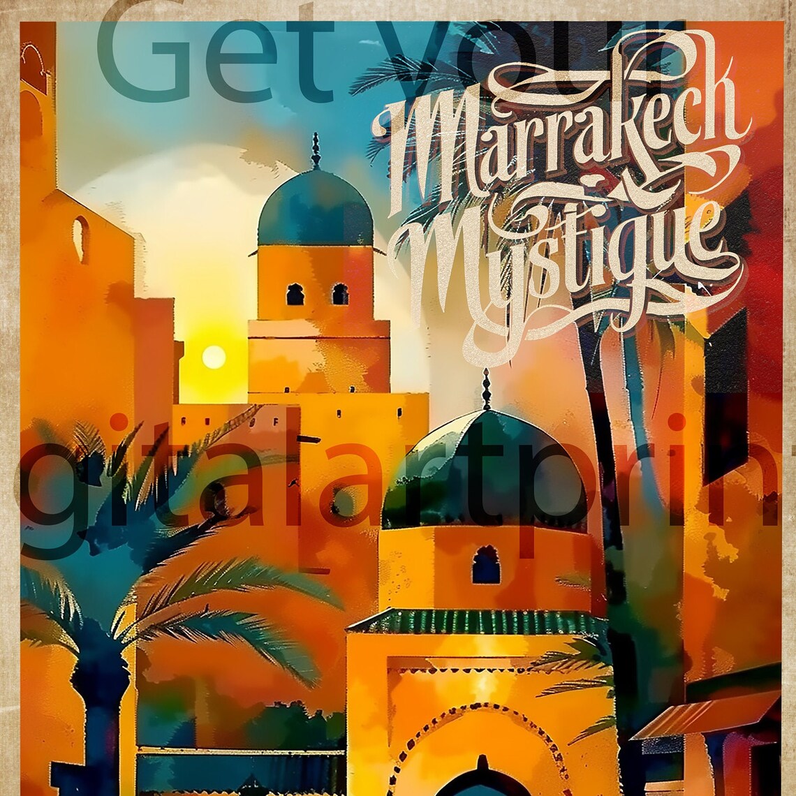 Vintage Morocco Travel Prints World Cities Retro Posters Mediterranean Wall Art Collection - Image 3