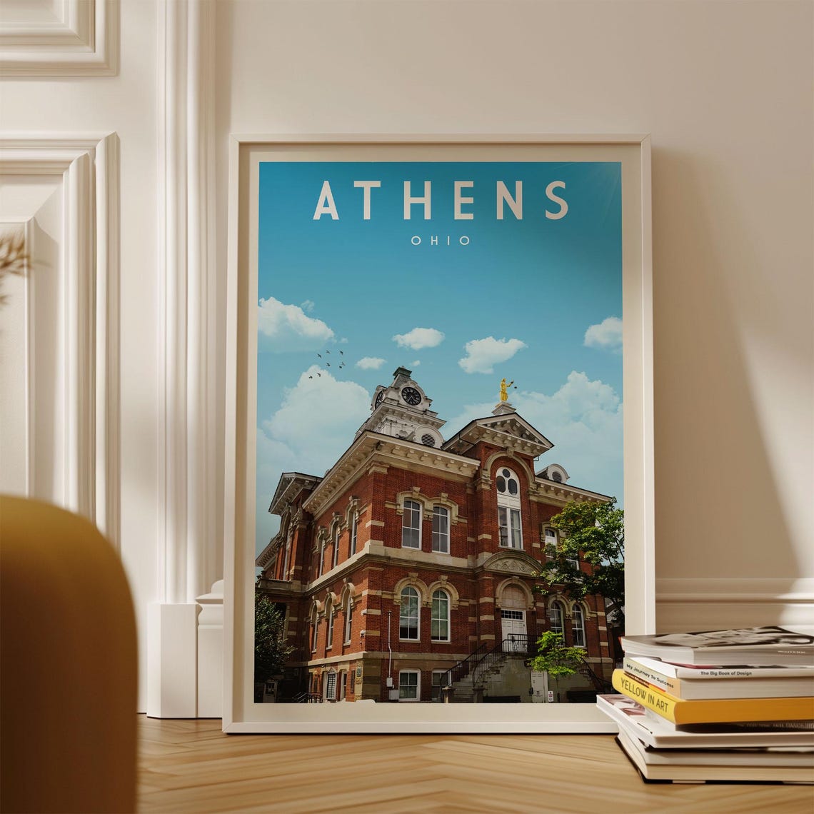 Athens Ohio Historic Brick Courthouse Building City Travel Poster