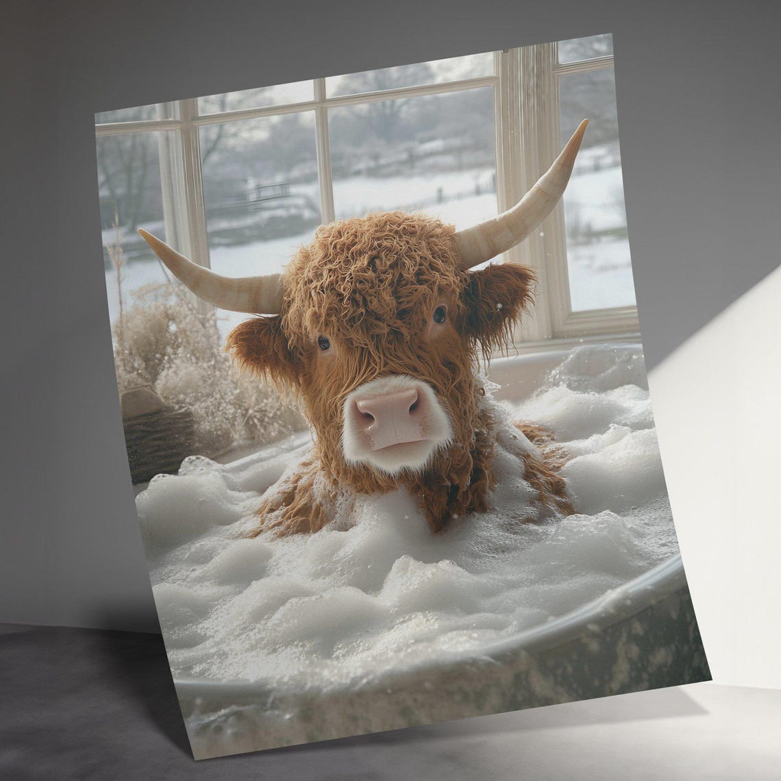 Highland Cow Bubble Bath Bathtub Funny Bathroom Decor Cute Cow Poster - Image 3