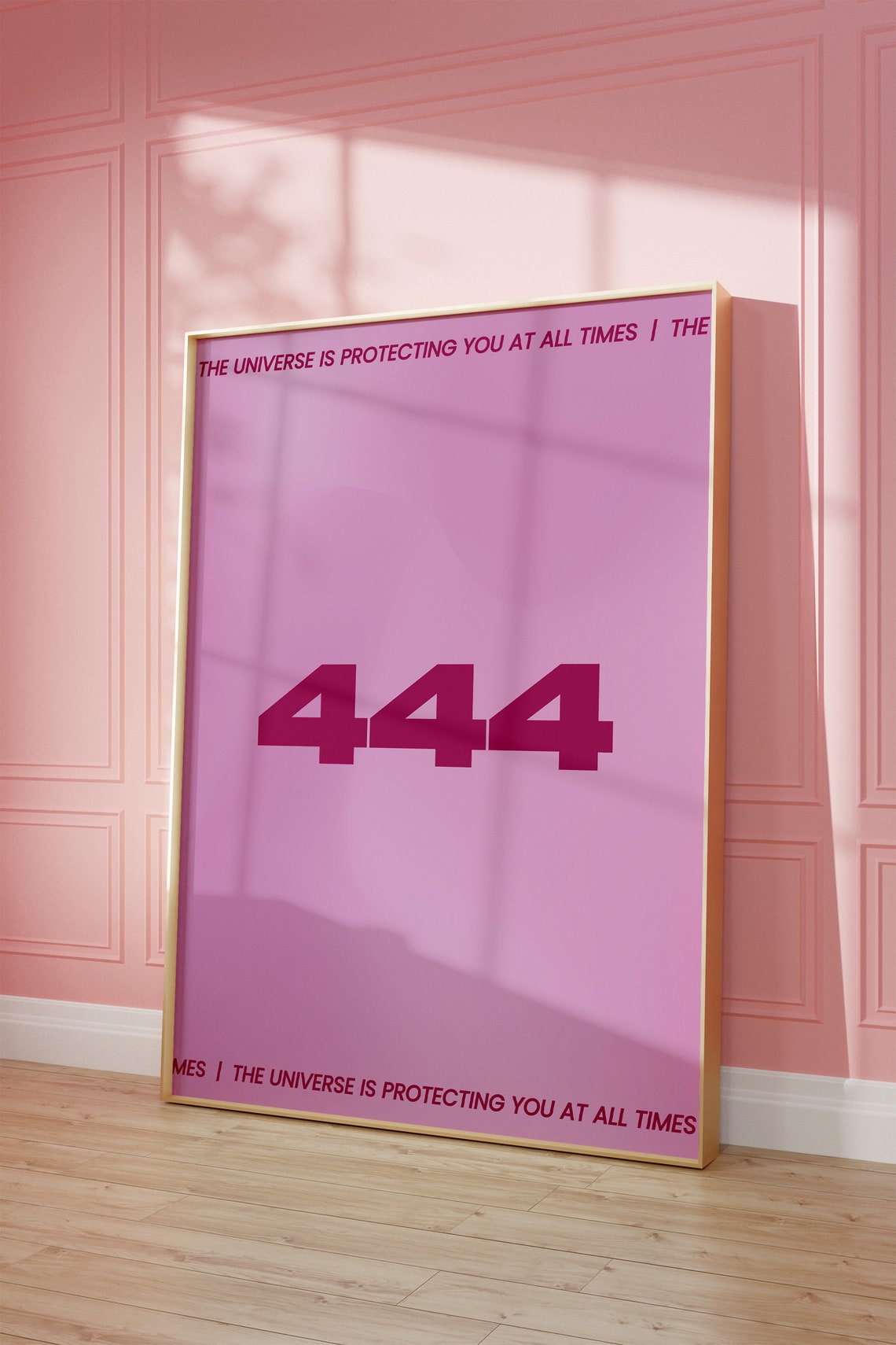 Dark Pink 444 Angel Number Universe Protection Affirmation Aura Poster - Image 2