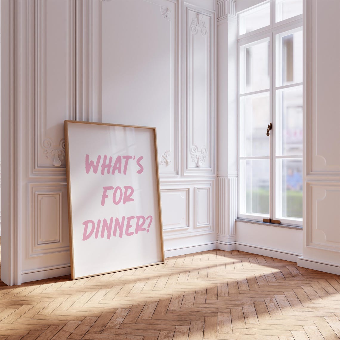 What's For Dinner Pink Brush Lettering Kitchen Slogan Poster - Image 4