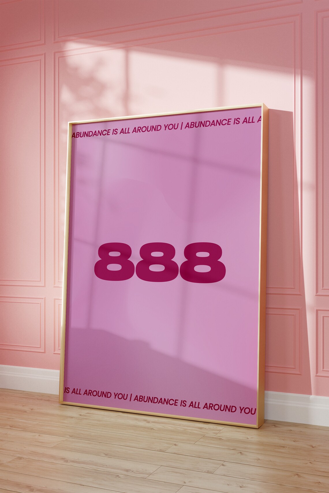 888 Angel Number Dark Pink Purple Aura Abundance Wall Art Poster