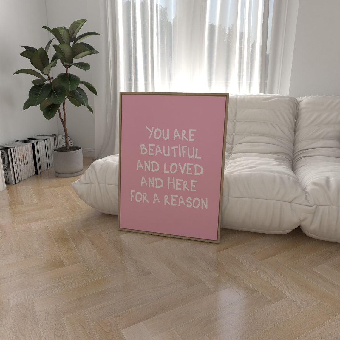 You Are Beautiful And Loved Pink Affirmation Wall Art Poster - Image 5