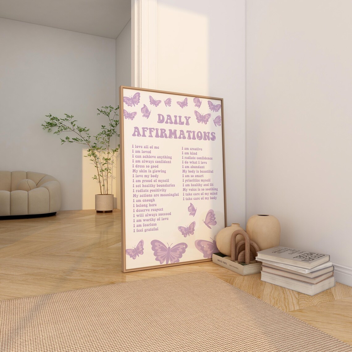 Purple Daily Affirmations Wall Art Print for Bedroom - Image 4