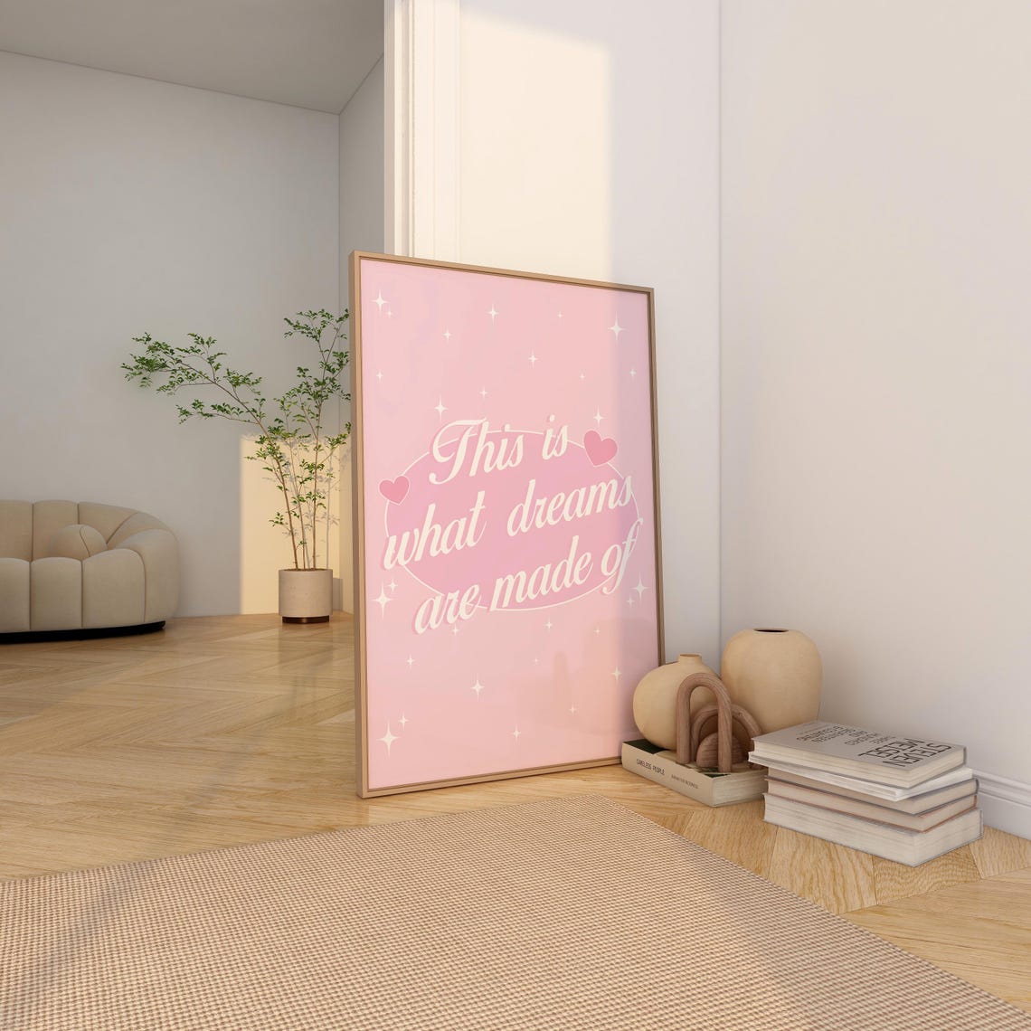 This Is What Dreams Are Made Of Pink Sparkle Quote Wall Poster - Image 3