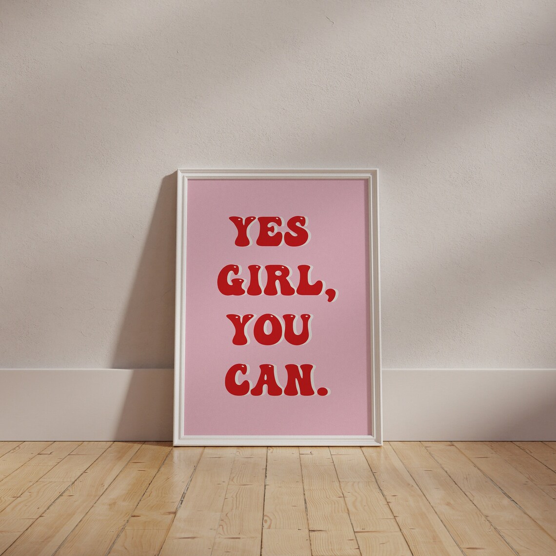 Yes Girl You Can Red Retro Groovy Girl Power Motivational Quote Poster - Image 4