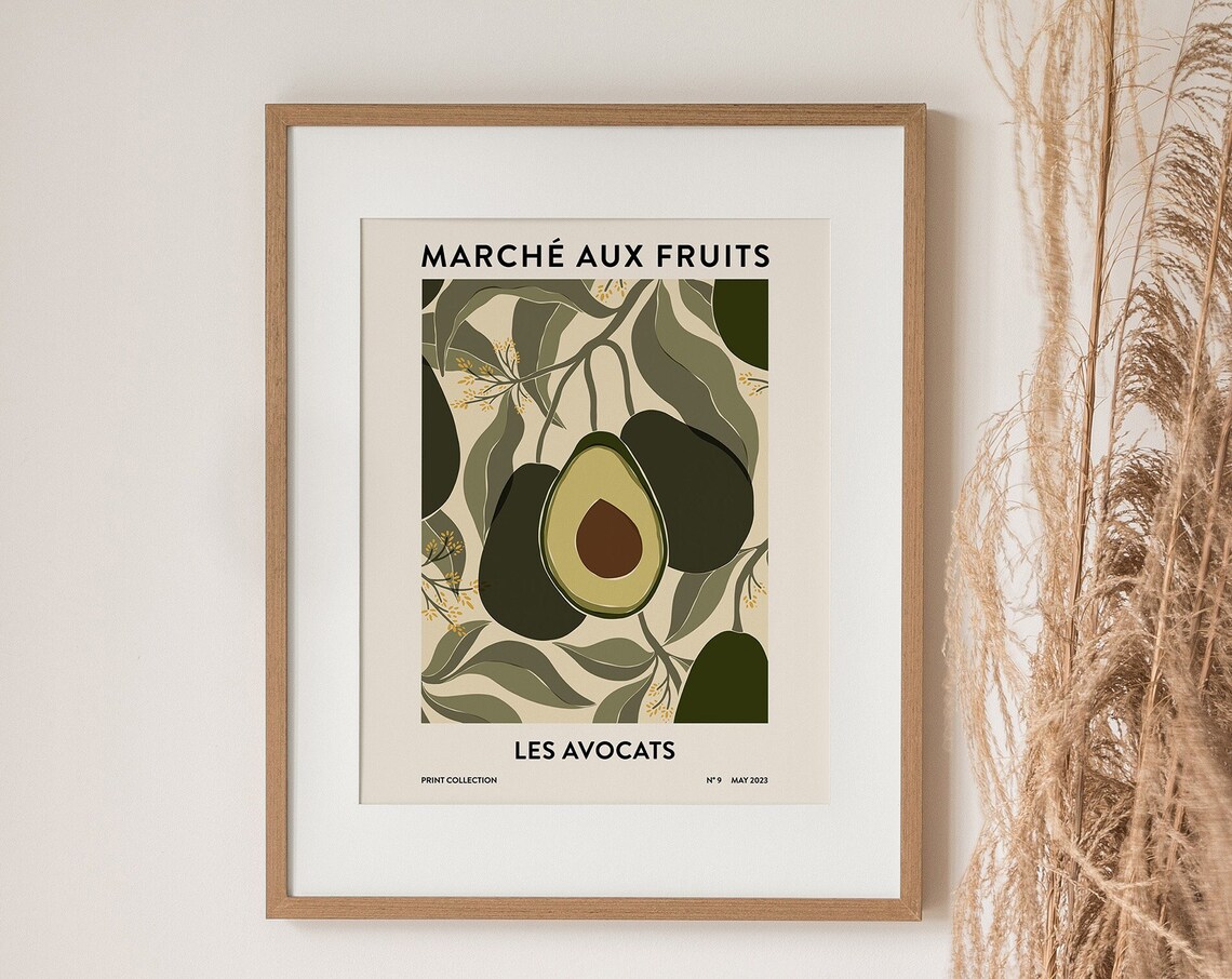 Avocado Print, Abstract Botanical Kitchen Art - Image 3