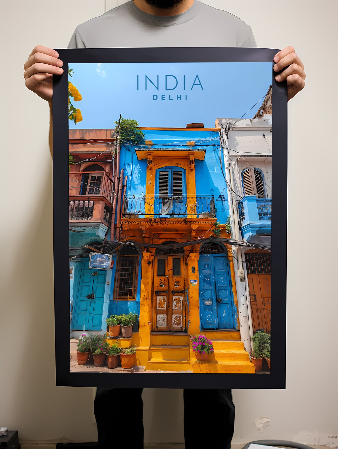 Delhi India Colorful Colonial Facades Street Travel Photography Poster - Image 2