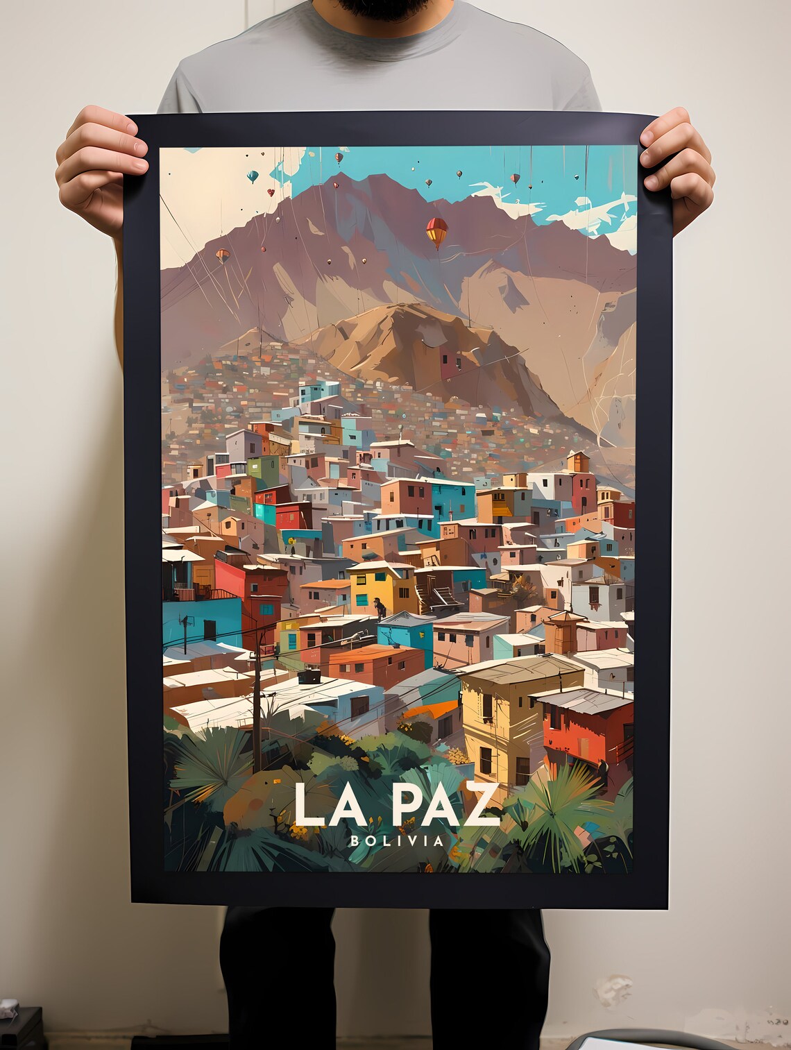 La Paz Bolivia Colorful Hillside City Mountain Travel Poster - Image 2
