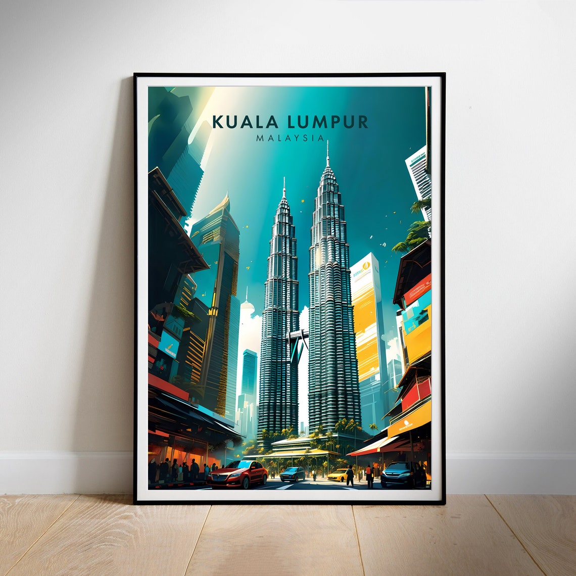 Kuala Lumpur Malaysia Colorful Petronas Towers Street Poster - Image 2