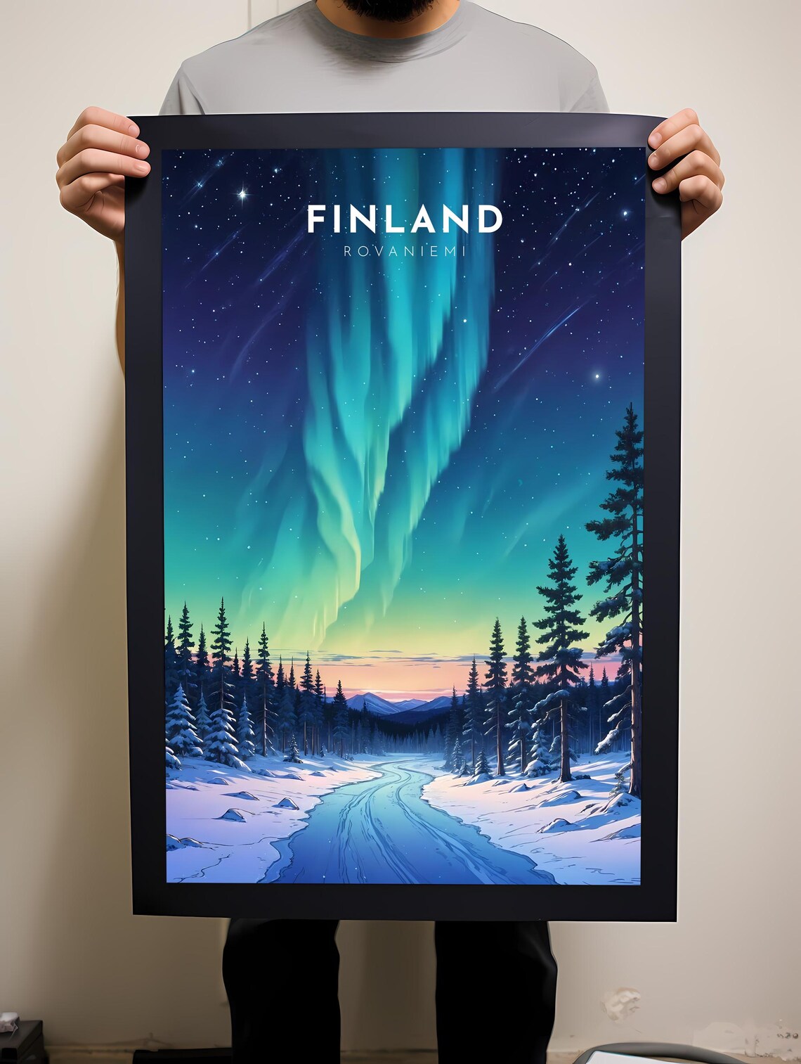 Finland Travel Poster, Rovaniemi Travel Poster