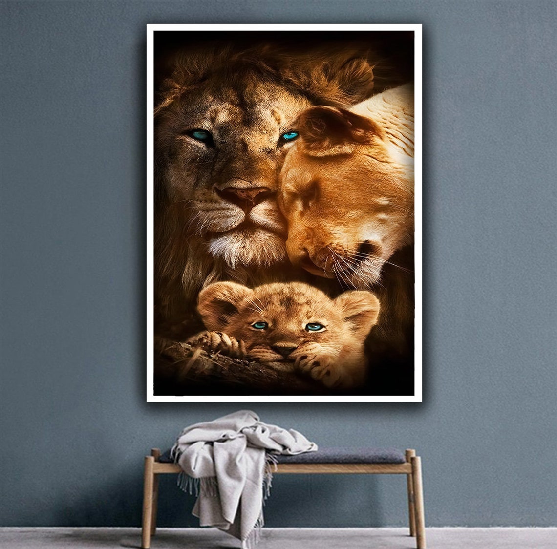 Lion And His Family Art Print Animals Wall Art Wildlife Art Print Animals Couple Romantic Love Wall Art Art Art Gift Decors - Image 3