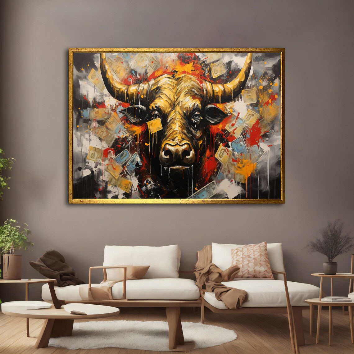 Bull Portrait Prints Wall Art Matador Bull Fighting Animal Poster Farmer Art Colorful Bull Highland Cow Big Bull Art - Image 3