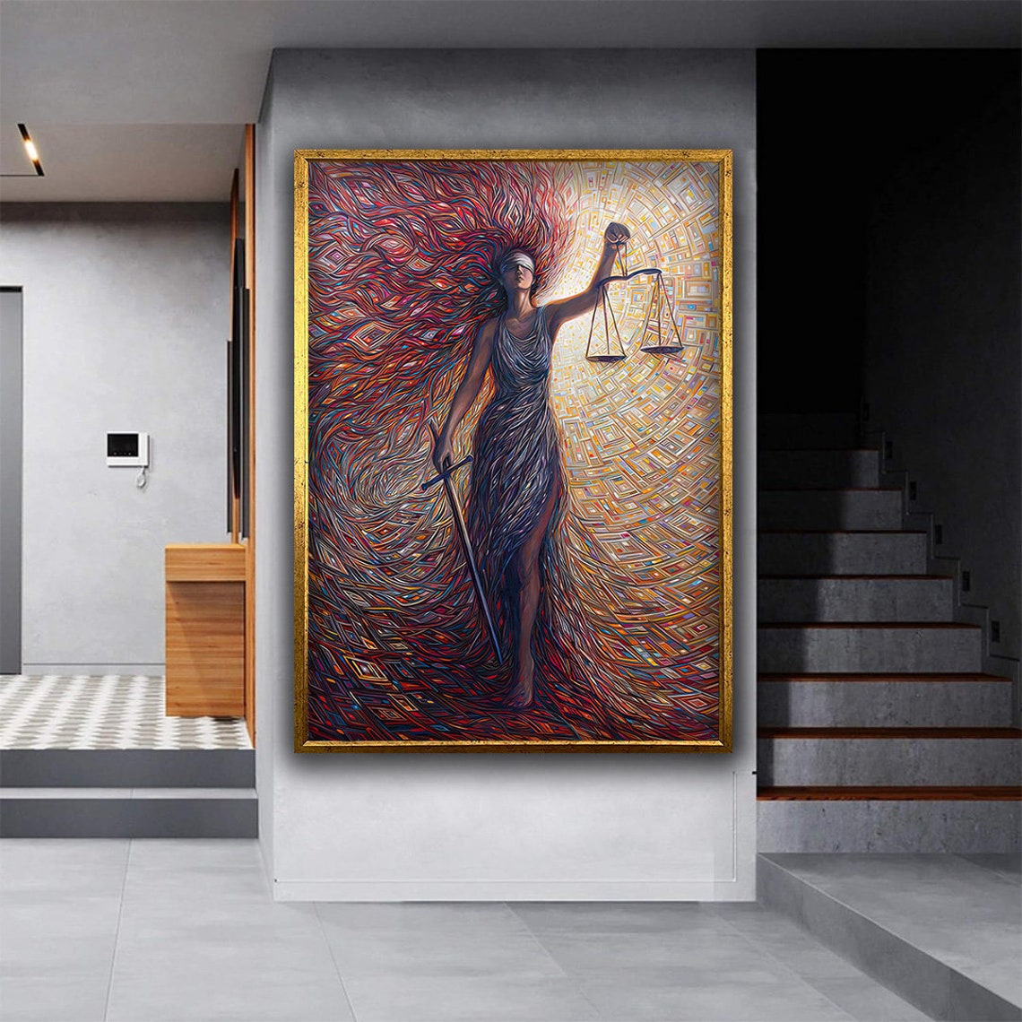 Goddess Of Justice Art Print Goddess Art Print Scales Of Justice Art Scales Of Justice Wall Art Women Wall Decor