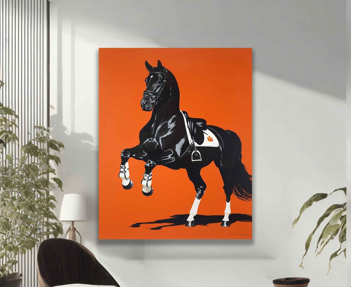 Prancing Horse, British Orange Background Art Print - Image 2