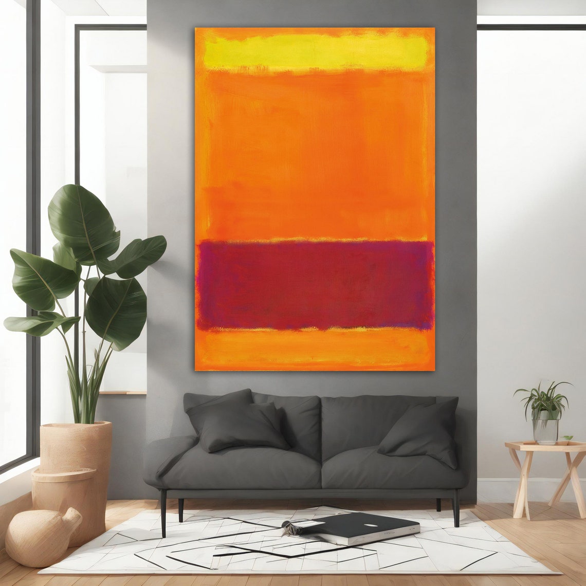 Mark Rothko Style Yellow Orange Red Color Block Abstract Poster - Image 3
