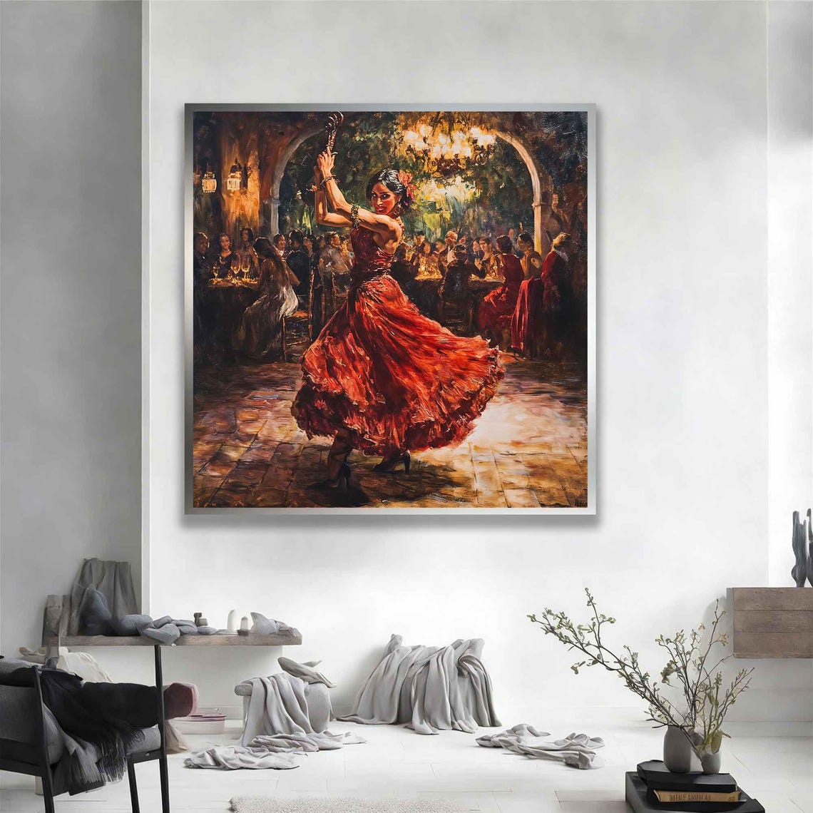 Spanish Dancer Woman Flamenco Girl Art Old Style Spanish Wall Art Woman In Red Dress Print Spanish Culture Decor - Image 5