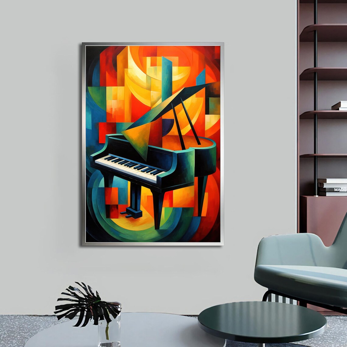Cubist Grand Piano Colorful Geometric Abstract Music Art Piano Poster - Image 5