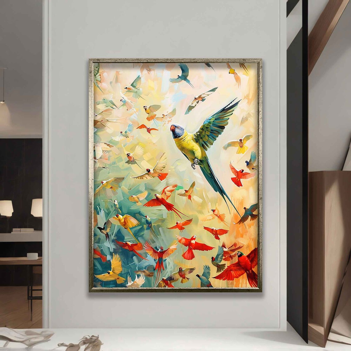 Flying Parrots Colorful Bird Art Print, Decor - Image 5