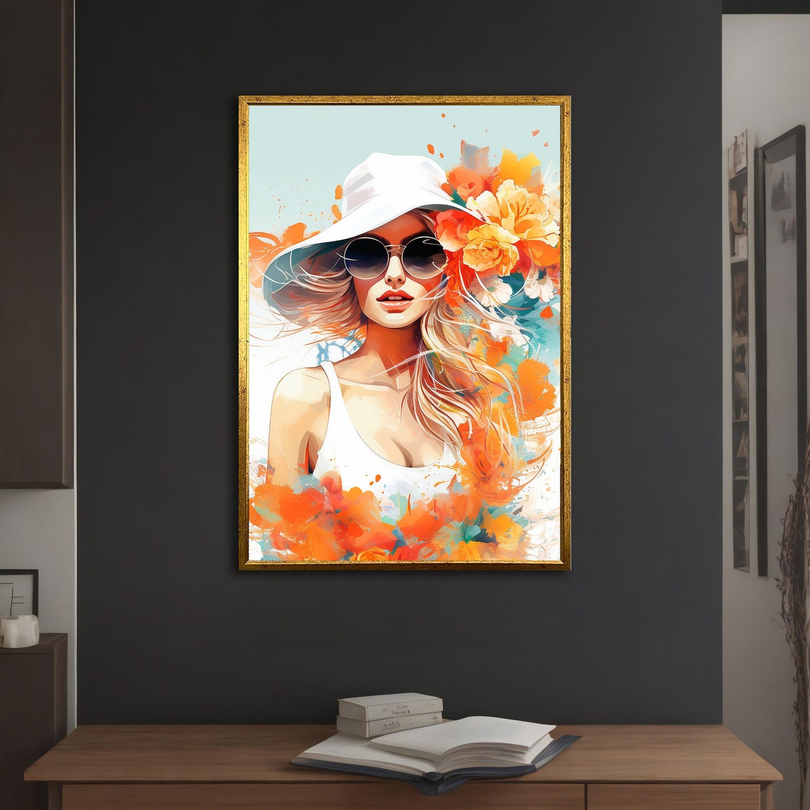 Colorful Woman Painting Woman With Glasses Poster Woman With Glasses And Color Painting Modern Wall Decor Woman Wall Art - Image 4