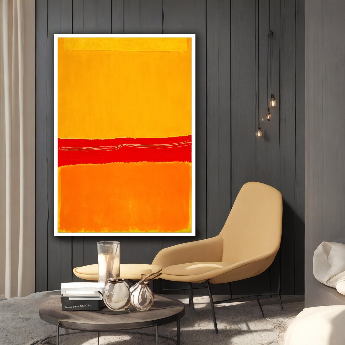 Mark Rothko Yellow Red Orange Abstract Colorful Mixed Framed Wall Art For Your Home And Office Modern Minimal Art - Image 3