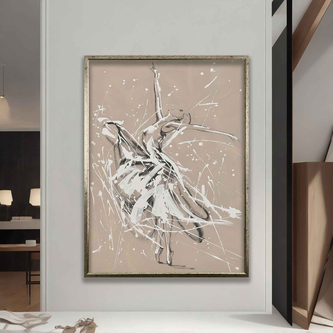 Ballerina Woman Dancer Girl Art In White Dress Ballerina Poster Salsa Woman Print