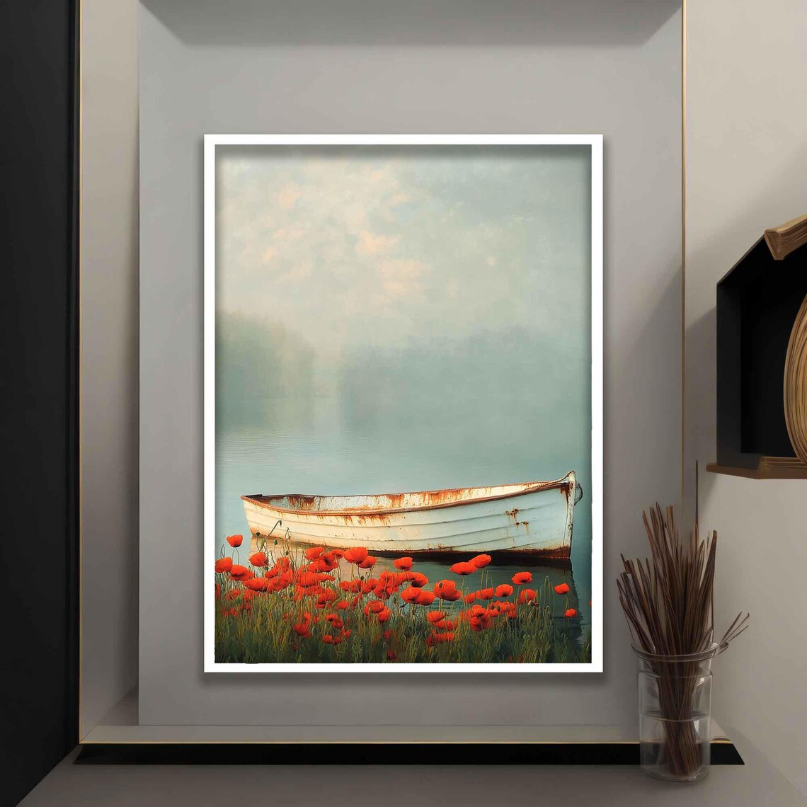 Classic Row Boat On The Beach Nautical Charm Cottage Farmhouse Decor Coastal Vintage