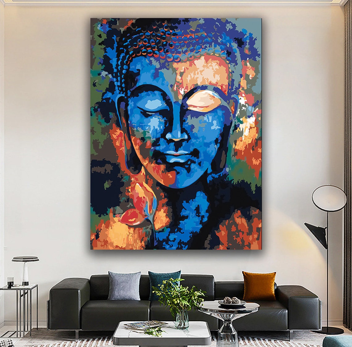 Buddha Table Colorful Buddha Table Spiritual Table Religious Wall Decor Table Home Decor - Image 3
