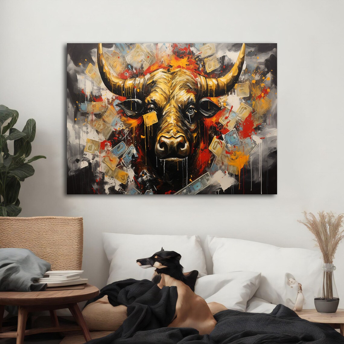 Bull Portrait Prints Wall Art Matador Bull Fighting Animal Poster Farmer Art Colorful Bull Highland Cow Big Bull Art - Image 2