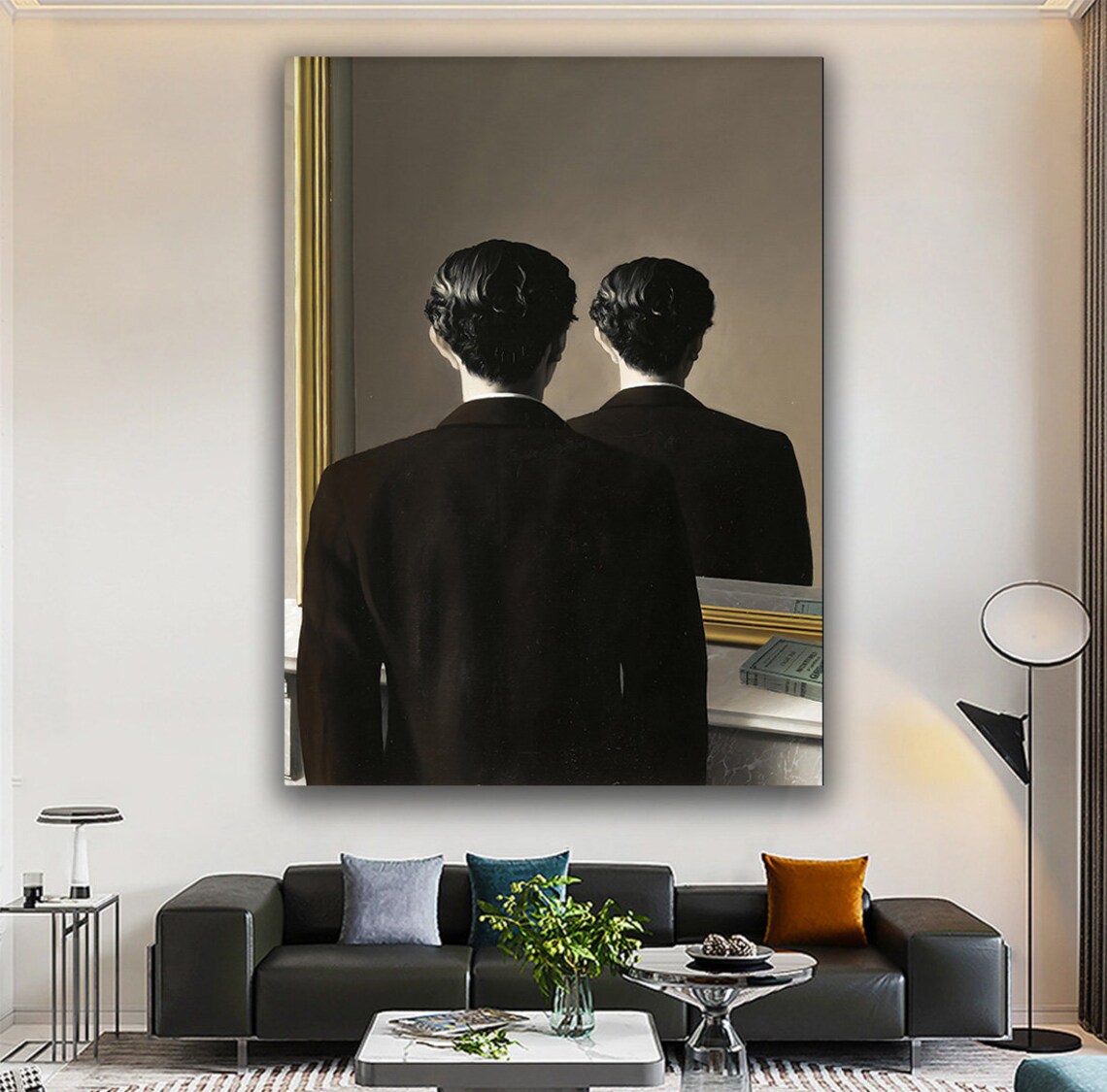 Ren Magritte Man With Mirror Poster Art Print - Image 3