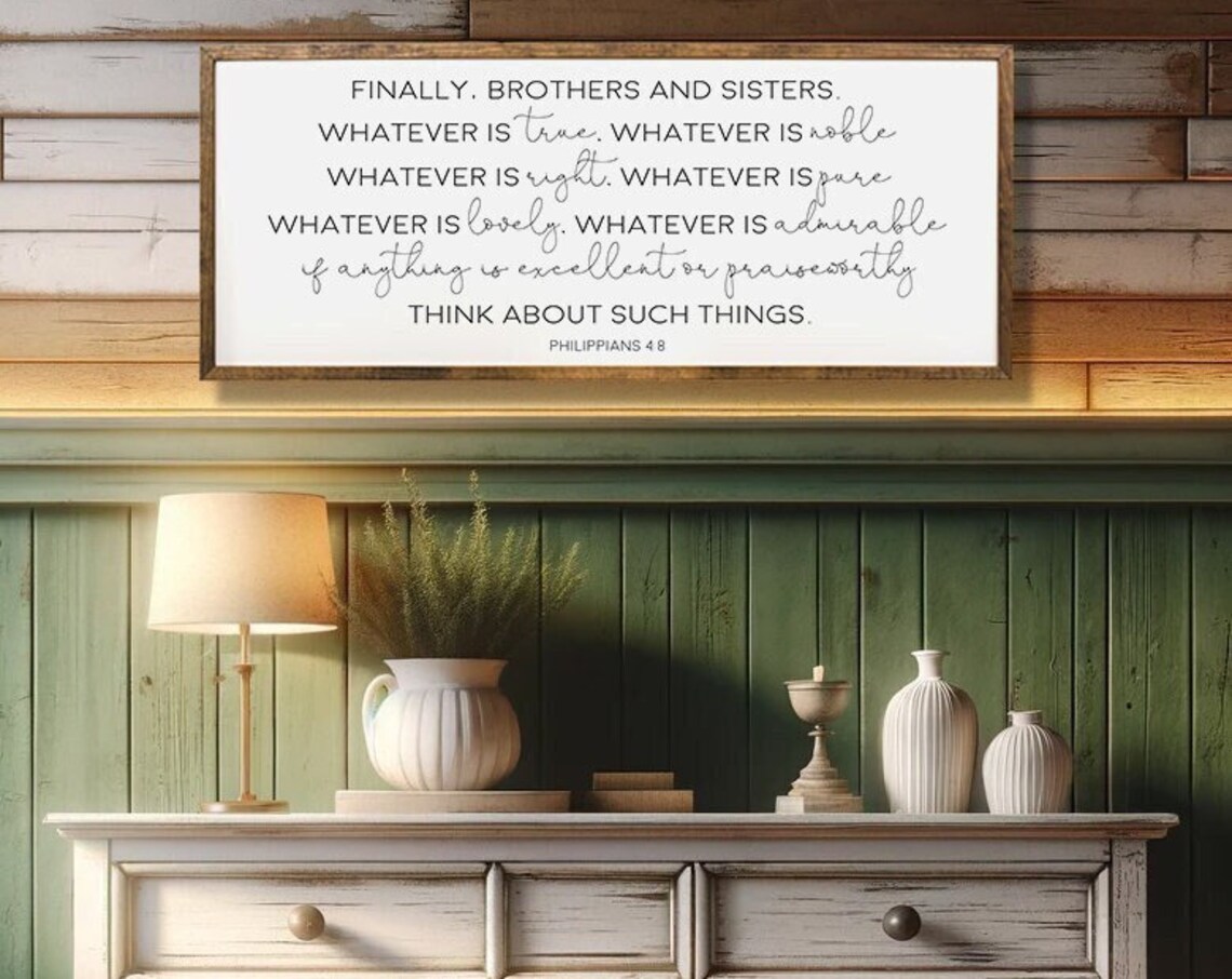 Philippians 4:8 Bible Verse Art Print, Christian Scripture