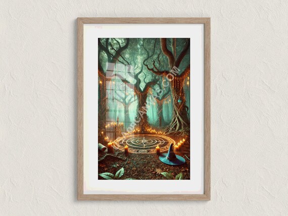 Mystical Witchcraft Spell Circle In An Enchanted Forest Poster