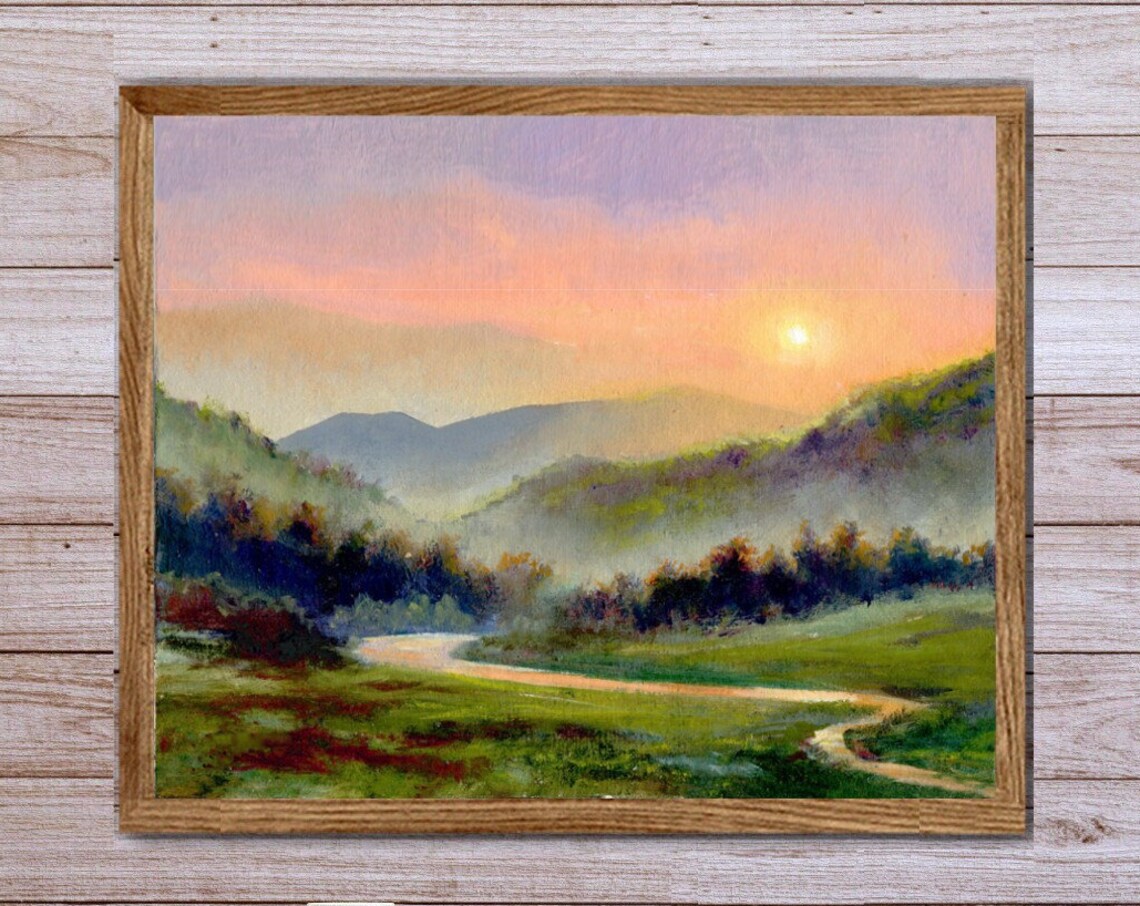 Misty Pines Panoramic Country Landscape Art Print - Image 5