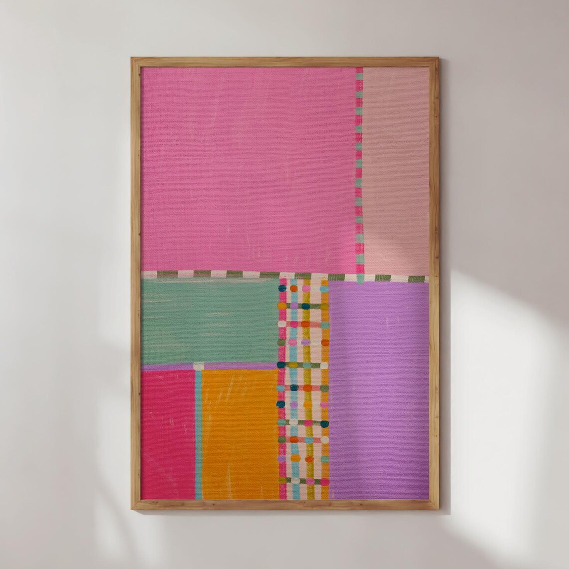 Colorful Grid Painting Art Print Abstract Geometric Wall Decor