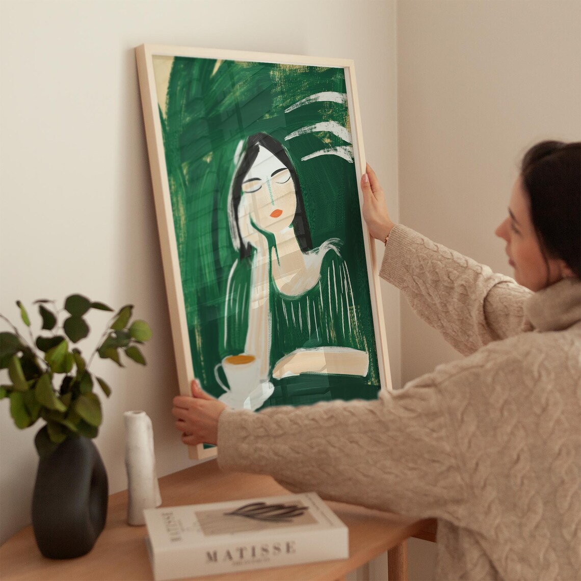 Relaxing Woman With Coffee, Minimalist Art Print - Image 4