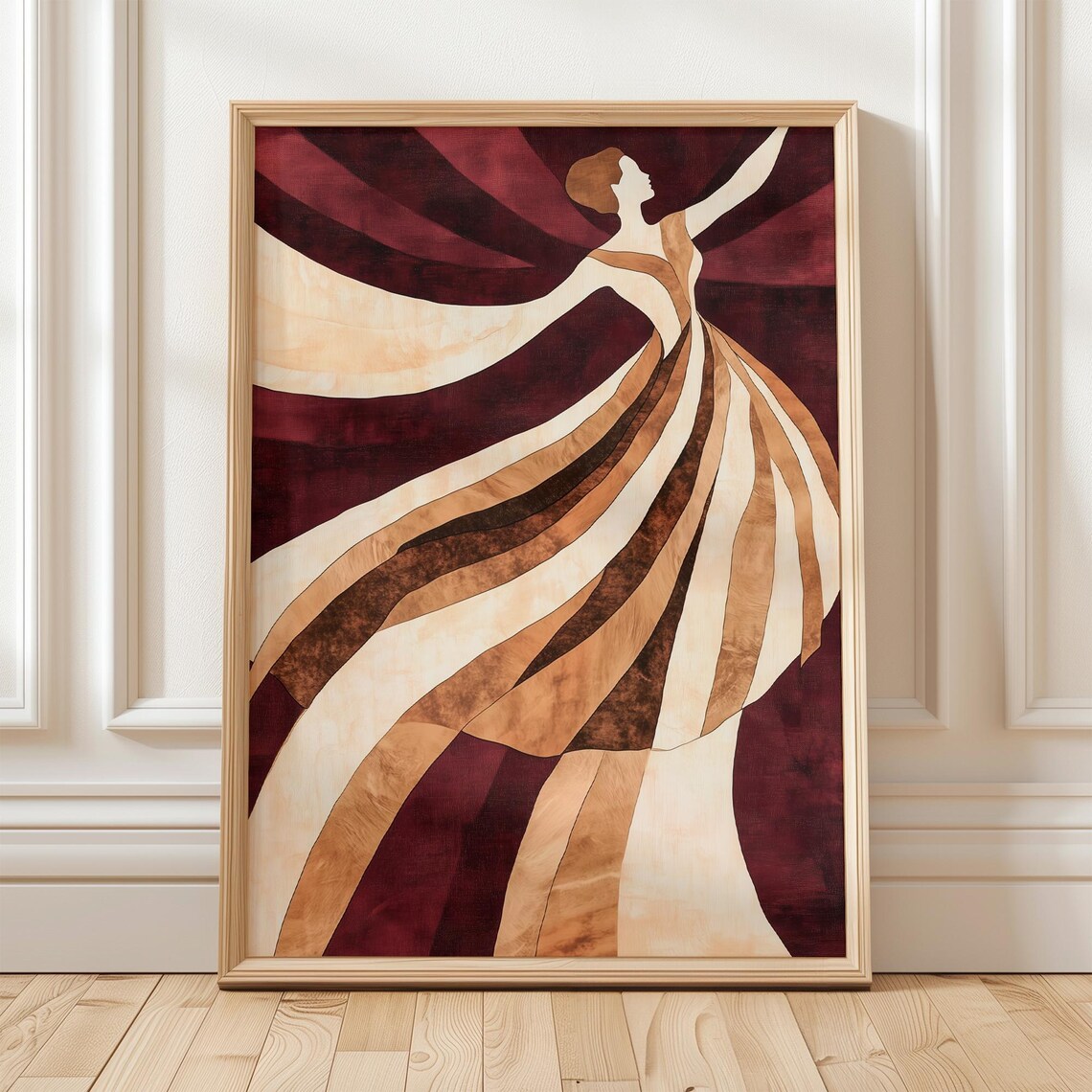 Dancing Woman In Flowing Dress, Abstract Art Print