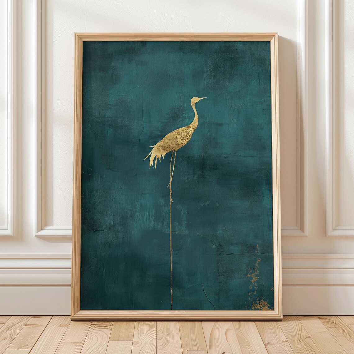 Golden Crane Poster Print, Elegant Living Room Decor