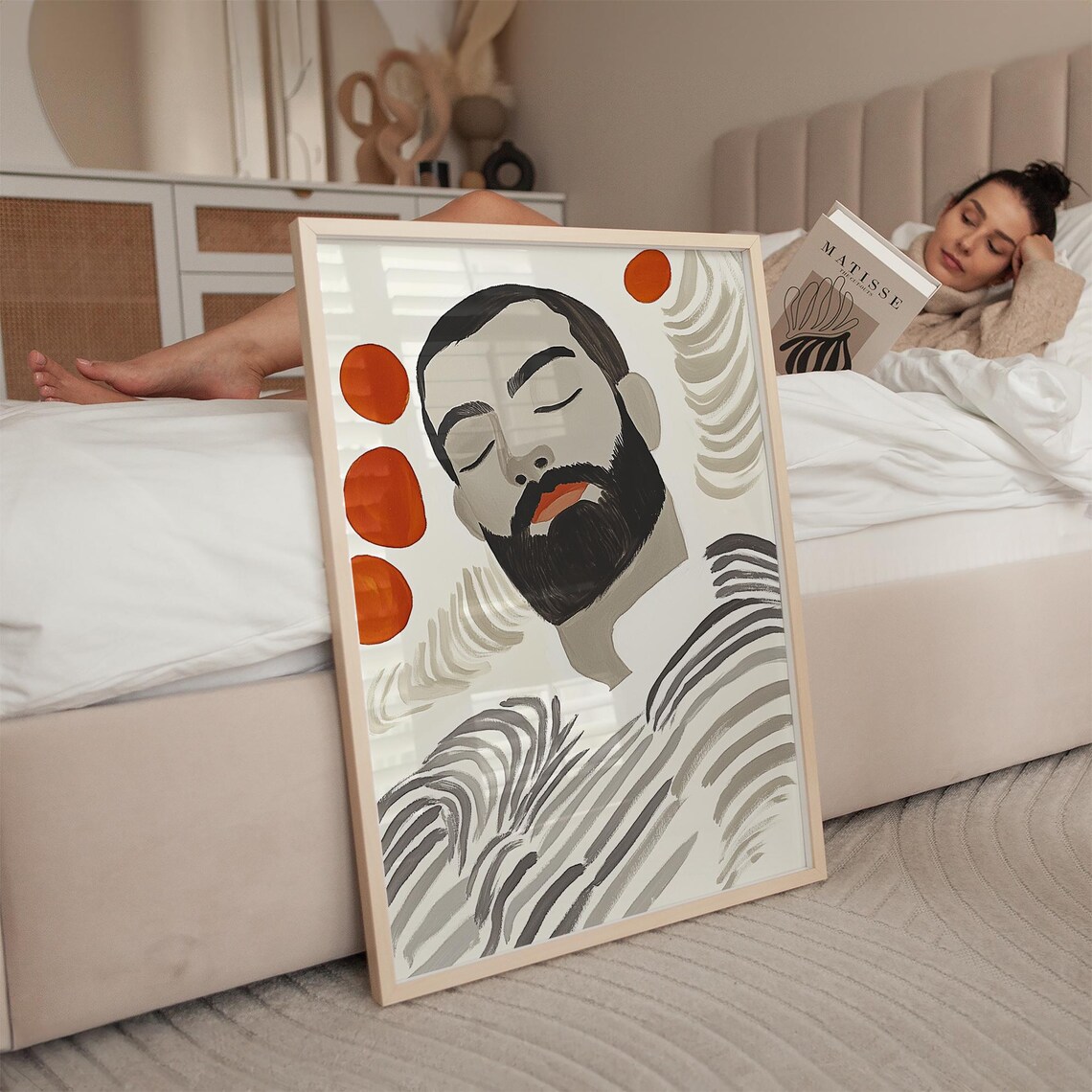 Bearded Man Abstract Portrait, Minimalist Decor - Image 2