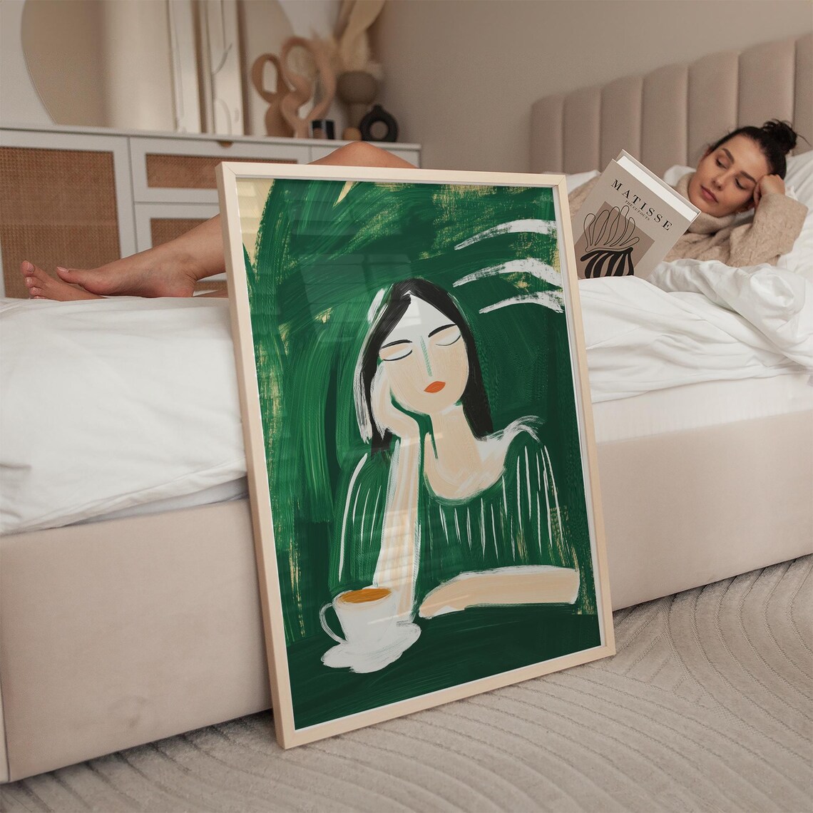 Relaxing Woman With Coffee, Minimalist Art Print - Image 5