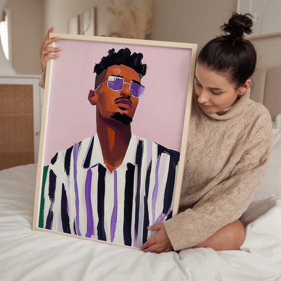 Modern Male Portrait Art Print Abstract Fashion Wall Art Bold Illustration Stylish Home Decor