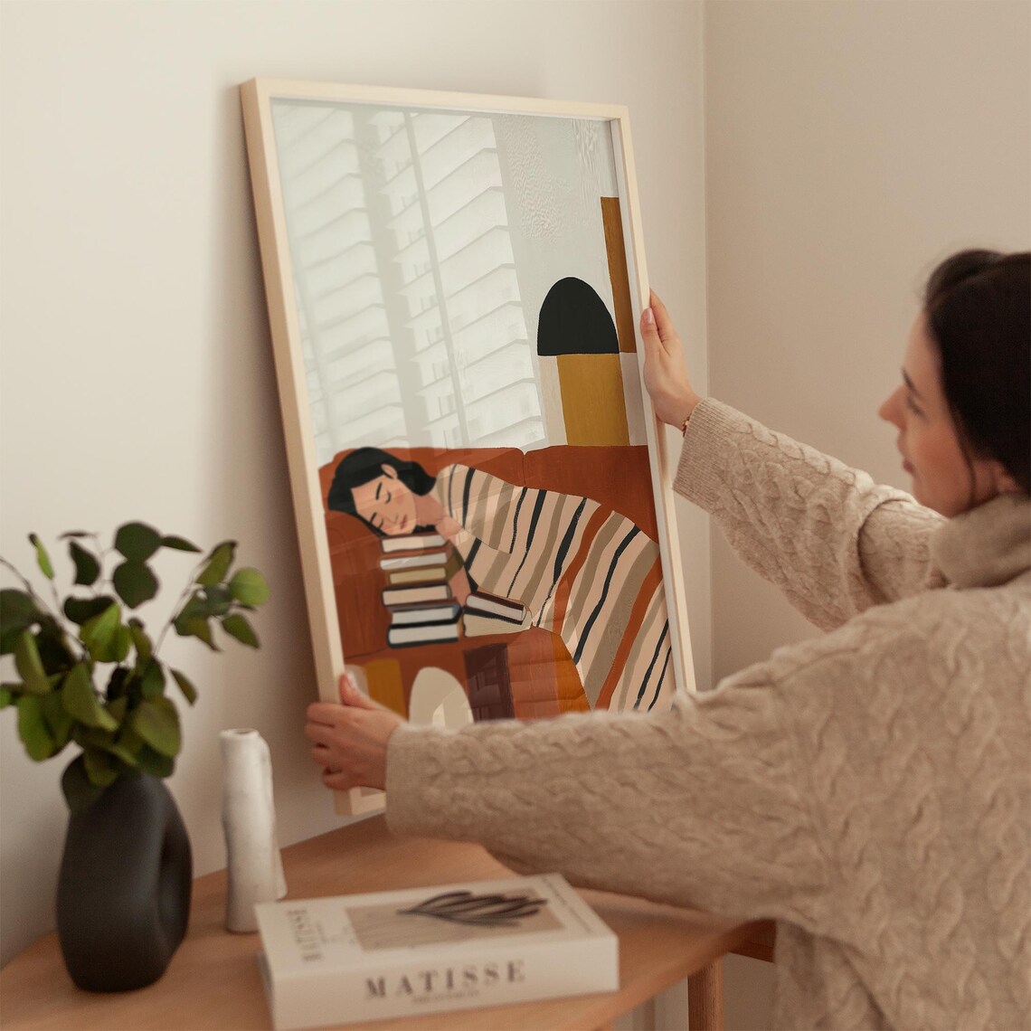Relaxing Woman Abstract People, Minimalist Art Print - Image 3