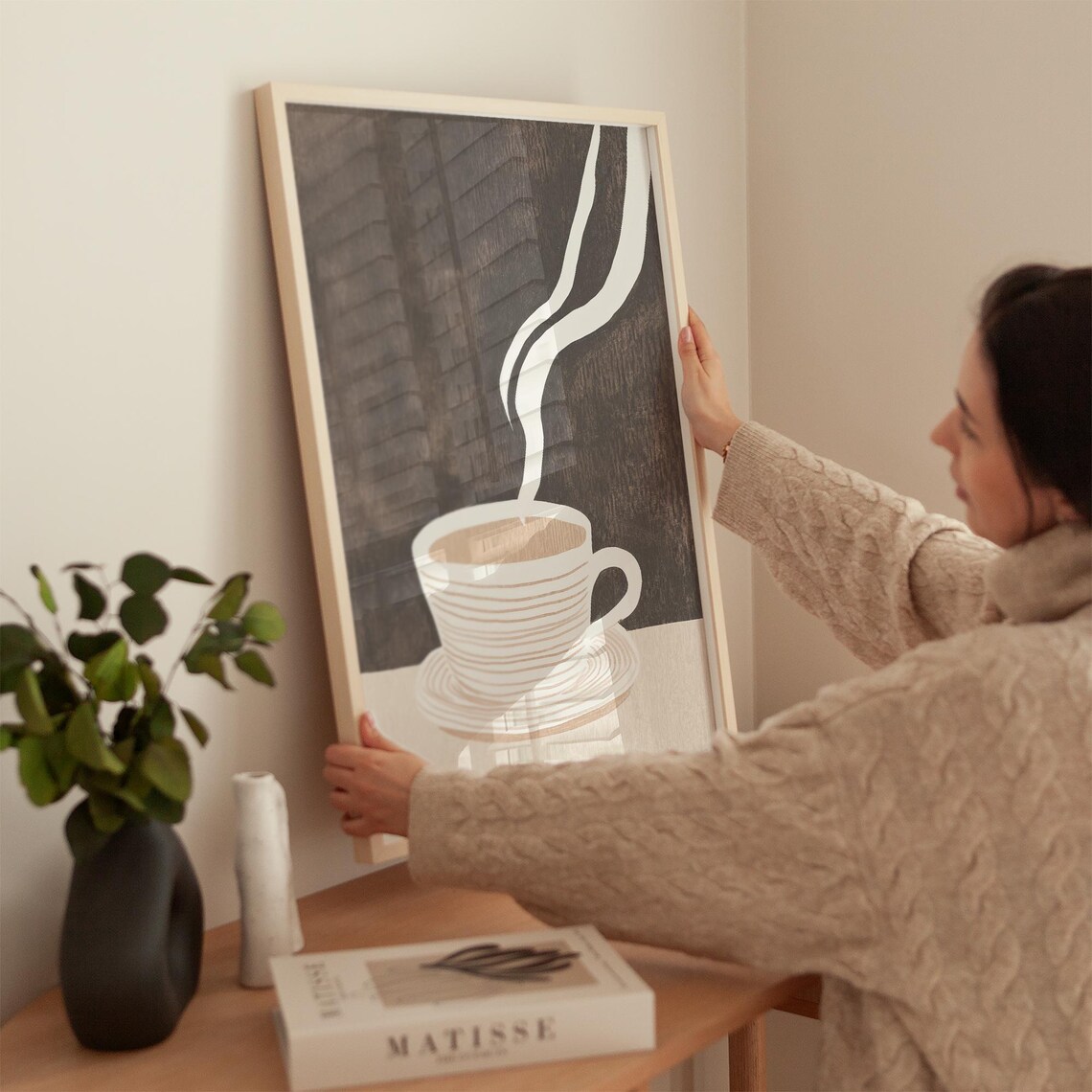 Minimalist Coffee Cup Abstract, Modern Kitchen Decor - Image 2